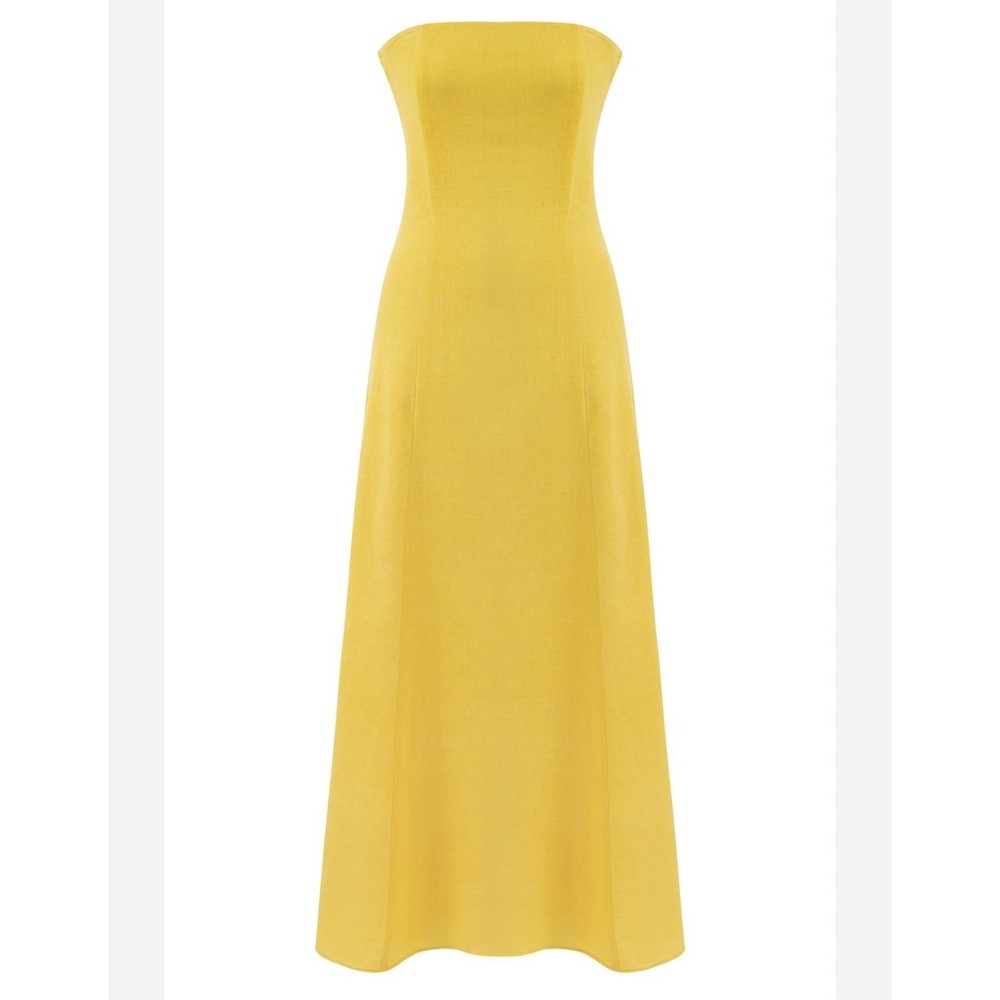 Strapless Yellow Maxi Dress